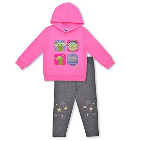 Star Wars Girl's Baby Yoda Graphic Printed Hoodie Jacket and Legging Pants Bundle Set for kids image {5}