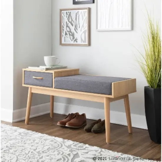 40" Telephone Polyester Wood Contemporary Bench - LumiSource image {7}