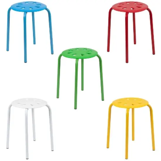 Emma and Oliver Plastic Nesting Stack Stools - School/Office/Home, 17.5"Height (5 Pack) image {2}