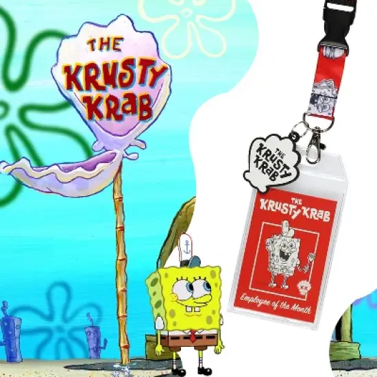Spongebob Squarepants Krusty Krab Employee of the Month Lanyard ID Badge Holder image {4}