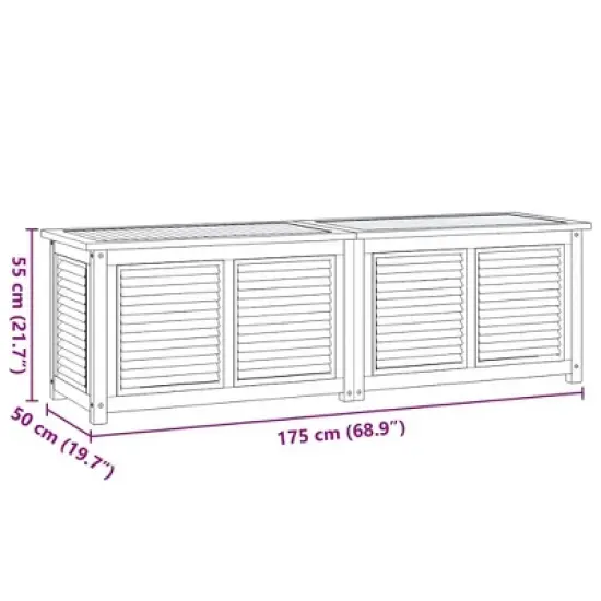 vidaXL Patio Storage Box with Bag 68.9"x19.7"x21.7" Solid Wood Teak image {8}