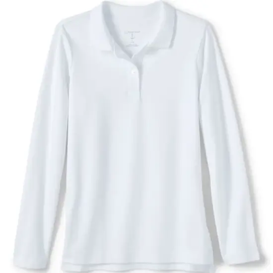 Lands' End School Uniform Girls Long Sleeve Feminine Fit Interlock Polo Shirt image {8}
