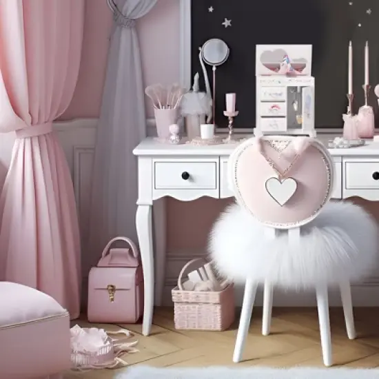 Pretty Me Unicorn Music Jewelry Box with Twirling Figurine, Heart-Shaped Mirror, and Storage Drawers image {3}