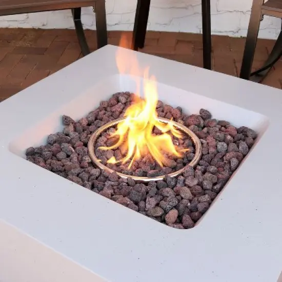 Sunnydaze Contempo Outdoor Propane Gas Fire Pit Bowl with Weather-Resistant Durable Cover and Lava Rocks - 34" Square image {8}