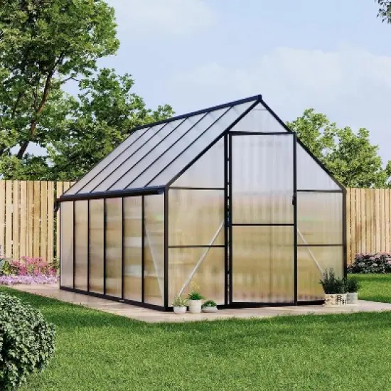 GustoWave  8x12 ft Outdoor Greenhouse for Backyard Ideal Greenhouse Kit for Garden or Yard, Black. image {8}