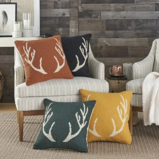 Mina Victory Life Styles Woven Antlers Indoor Throw Pillow image {5}