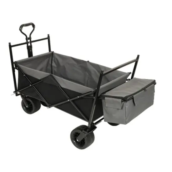 DSVIMOY Collapsible Wagon with Canopy, Wagon Stroller, Foldable Wagon for Camping, and Garden Use, Black, 45.28"*22.83"*38.78" image {1}