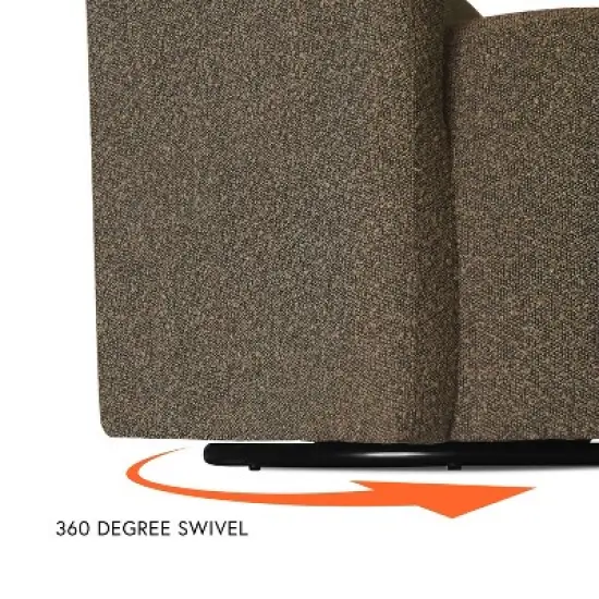 HomePop Upholstered Swivel Accent Chair Dark Brown Boucle: Polyester Fabric, Plywood Frame, No Assembly Required image {6}