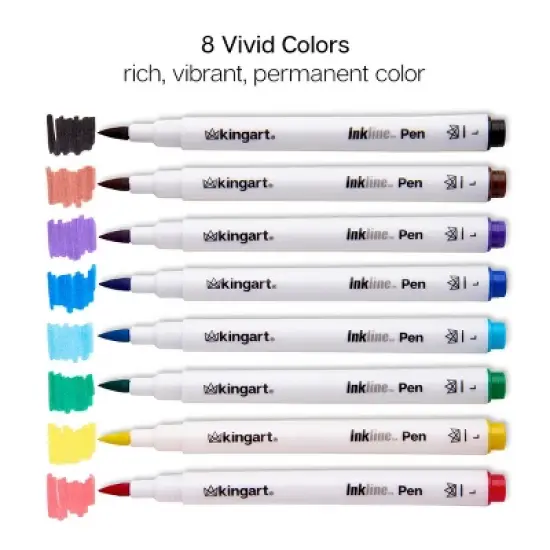 KINGART Inkline&trade; Large Tip Pens 8 Colors image {1}