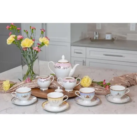 Ukonic Disney Princess 13-Piece Ceramic Tea Set | Ariel, Cinderella, Jasmine, Belle image {4}