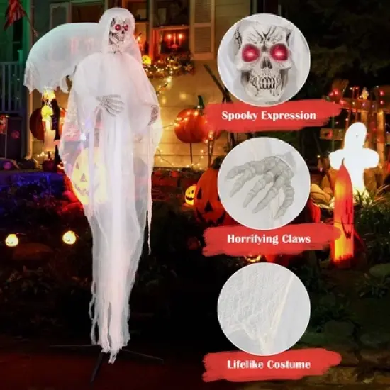 Costway 8.3 FT Halloween Standing Angel with Light up Eyes Sounds & Movements Garden image {5}