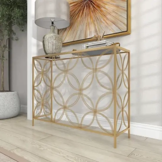 Contemporary Metal Console Table Gold - Olivia & May image {15}