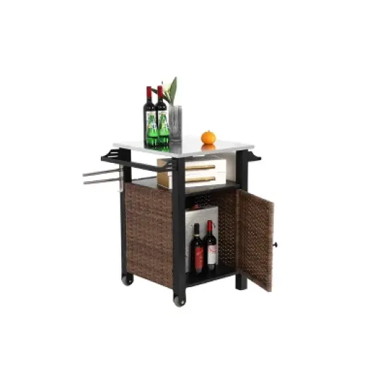 MOEPISY Outdoor Wicker Serving Carts image {2}
