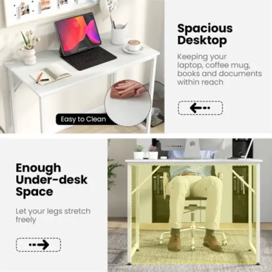 Costway Set of 2 / 4 /6 Conference Tables Rectangular Meeting Room Table for School or College Boardroom Desk Study Computer Desk White / Black image {3}