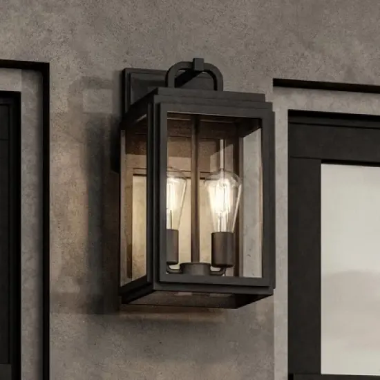 Urban Ambiance Luxury Farmhouse Outdoor Wall Sconce 17''H x 9''W,  Midnight Black Finish,  Macon Collection, UHP1387 image {9}
