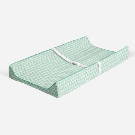 Bacati - Noah Mint Triangles Quilted Muslin Changing Pad Cover image {1}