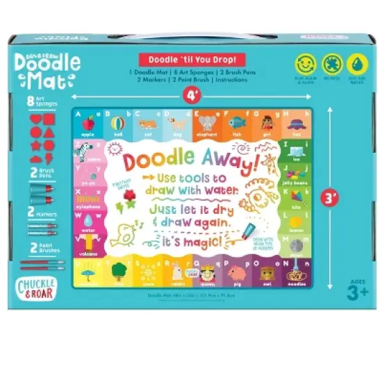 Chuckle & Roar Jumbo 4' x 3' Aqua Draw Doodle Mat image {2}
