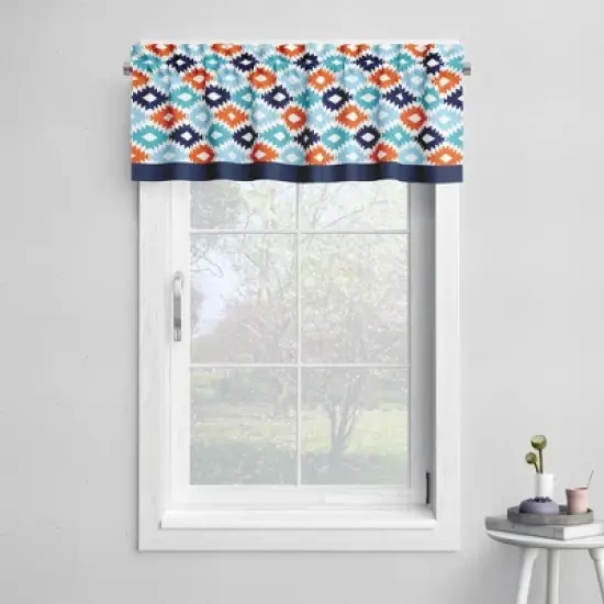 Bacati - Aztec Print Liam Aqua Orange Navy 10 pc Crib Bedding Set with Long Rail Guard Cover image {9}