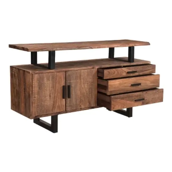 Farve 2 Door 3 Drawer Credenza/Sideboard Brown - Treasure Trove image {4}