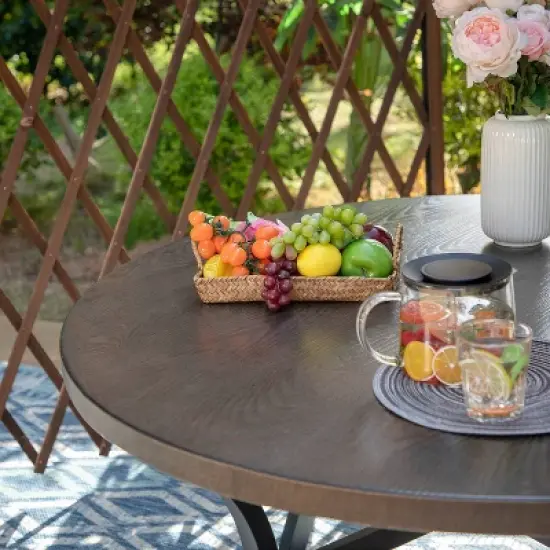 5pc Patio Set with Steel Table with 2" Umbrella Hole & Padded Sling C-Spring Arm Chairs - Captiva Designs image {2}