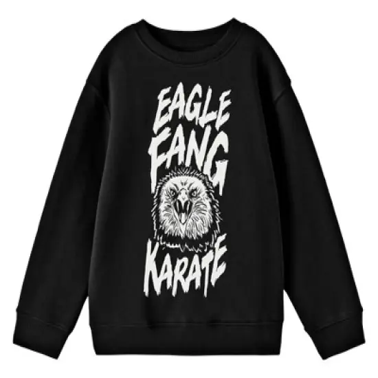 Cobra Kai Eagle Fang Karate Graphic Crew Neck Long Sleeve Black Youth Sweatshirt image {3}