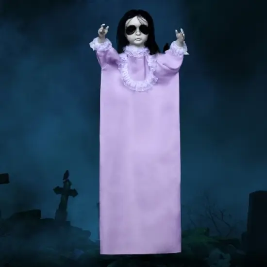 Joyfy 43&rsquo;&rsquo; Halloween Decoration Hanging Doll Ghost, Purple Dress Creepy Doll Skeleton with Scary Expressions for Halloween Indoor Outdoor Decor image {7}