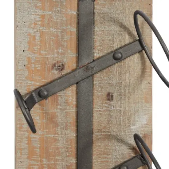 Industrial Wood Wall Wine Rack Brown - Olivia & May image {2}