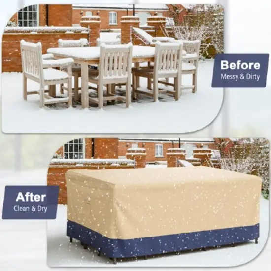 Costway Patio 90''x50'' Dining Set Cover Rectangle Table Chair Waterproof Handle Air Vent image {7}