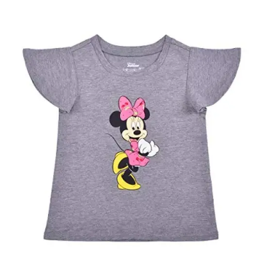 Disney Girls' 3-Pack So Sweet Minnie Mouse Ruffle Sleeve Tee, Bow Strap Sleeveless Shirt and Casual Shorts Set for Kids image {4}