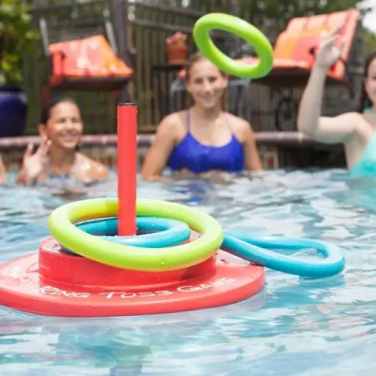 TRC Recreation Floating Super Soft Durable Foam Ring Toss Swimming Pool and Lawn Game with 4 Soft Multicolor Rings for Kids and Adults, Orange image {3}