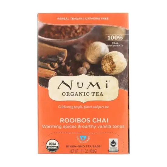 Numi Organic Herbal Rooibos Chai Tea - Case of 6/18 Bags image {1}