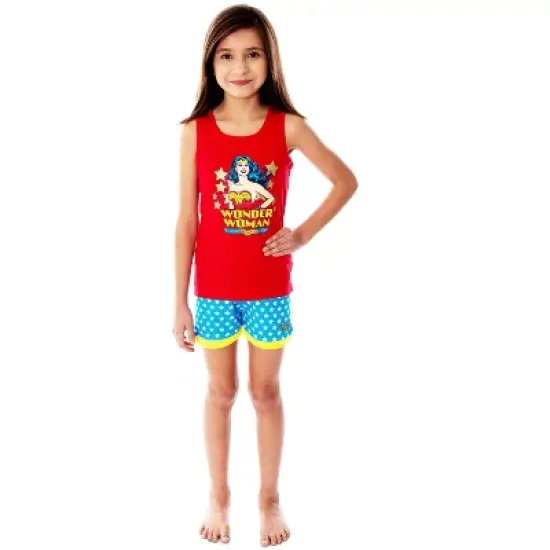 DC Comics Girls Wonder Woman Pajamas Tank Top And Shorts Pajama Set WW Logo image {5}