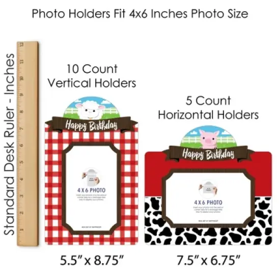 Big Dot of Happiness Farm Animals - Barnyard Birthday Party Picture Centerpiece Sticks - Photo Table Toppers - 15 Pieces image {5}
