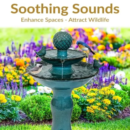 Sunnydaze 27"H Electric Ceramic 2-Tier Resting Birds Outdoor Water Fountain image {10}