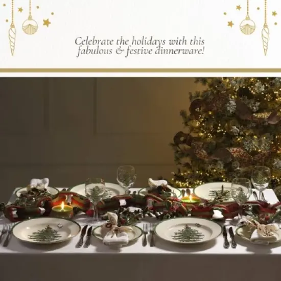 Spode Christmas Tree 2-Tiered Server, Tree-Shaped - Holiday Cupcake Stand, Dessert Display Set, Porcelain Serving Platter, 10" & 8", Dishwasher Safe image {4}