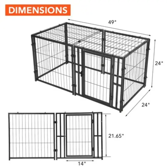 Large Dog Crate,48" L x 24" H,Metal Dog Crate, Dog Kennel, Large Dog Kennel for Small Medium Large Dogs, Puppy Dog Playpen, Pet Cage, Pet Playpen image {3}