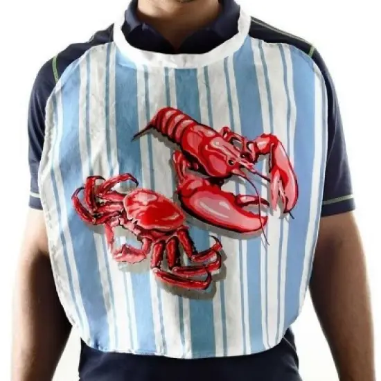 Norpro Adjustable Crab / Lobster Seafood Bibs 2 pk - Washable / Reusable Cotton image {2}