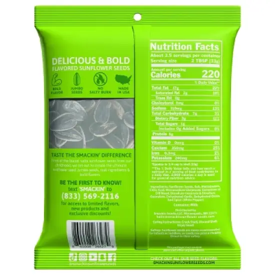 SMACKIN' Dill Pickle Sunflower Seeds - 4oz image {1}