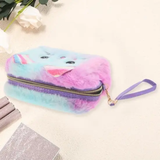 Unique Bargains Women's Portable Cute Cat Makeup Bag 1 Pc image {2}