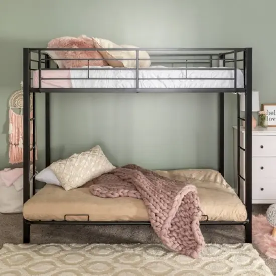 Twin Over Futon Analise Metal Bunk Bed Black - Saracina Home image {4}