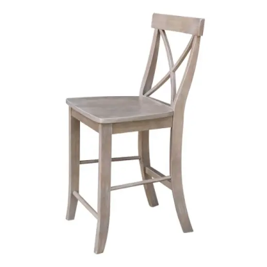 X Back Stool Washed Gray/Taupe - International Concepts image {2}