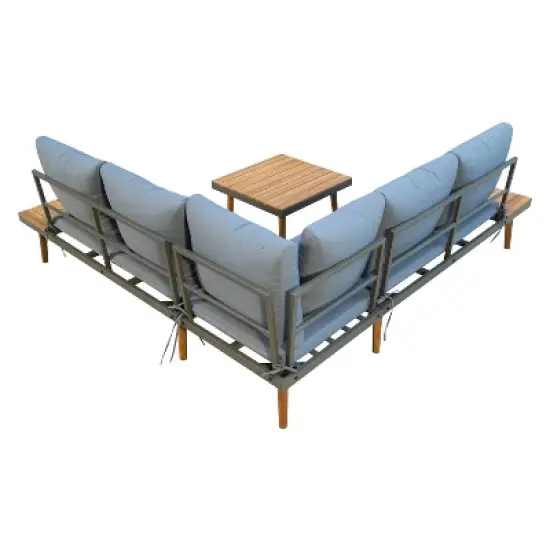 Stellar 4pc Outdoor Aluminum Sectional Set with Tables & Cushions - DUKAP image {2}