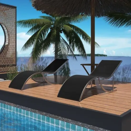 S-shaped Aluminum Recliner Set (2 pieces), 400 Pounds Load-bearing, Textilene Fabric, Waterproof and Breathable, for Outdoor Leisure,Gray image {5}