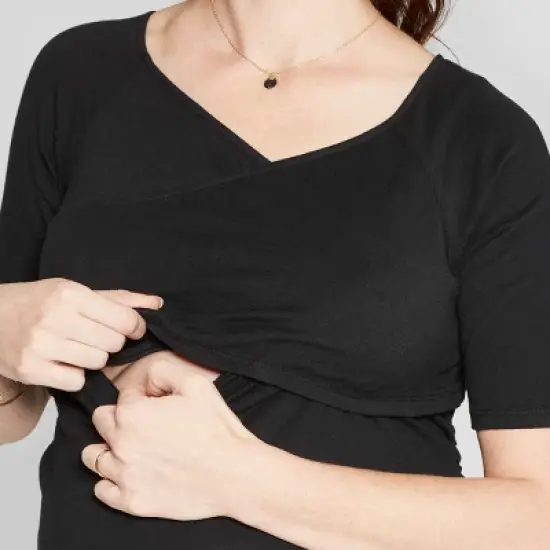 Short Sleeve Crossover Nursing Maternity T-Shirt - Isabel Maternity by Ingrid & Isabel&trade; image {2}