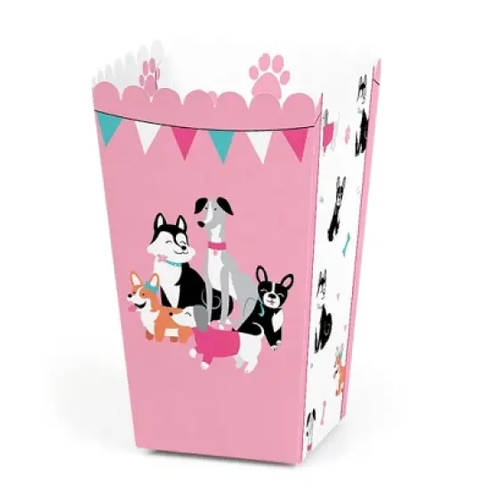 Big Dot of Happiness Pawty Like a Puppy Girl - Pink Dog Baby Shower or Birthday Party Favor Popcorn Treat Boxes - Set of 12 image {6}