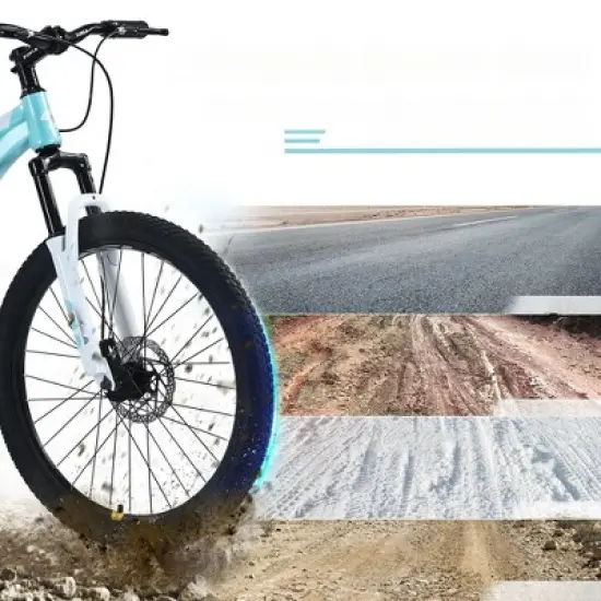 INFURNIC Bicycles, 24 Inch Mountain Bike for Kids, Mountain Bike with Single Speed, Blue, 63.78"*24.8"*37.2" image {3}