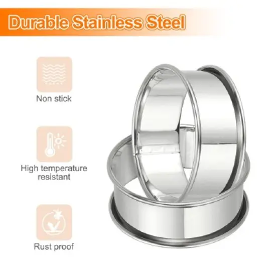 Unique Bargains Stainless Steel Double Rolled Nonstick Durable Cake Rings image {3}