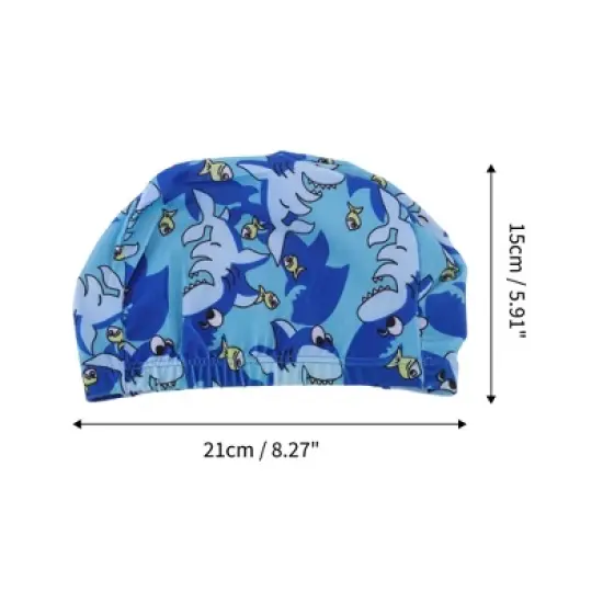 Unique Bargains Polyester Shark Pattern Swim Cap 5.91"x8.27" Sky Blue 1 Pc image {3}