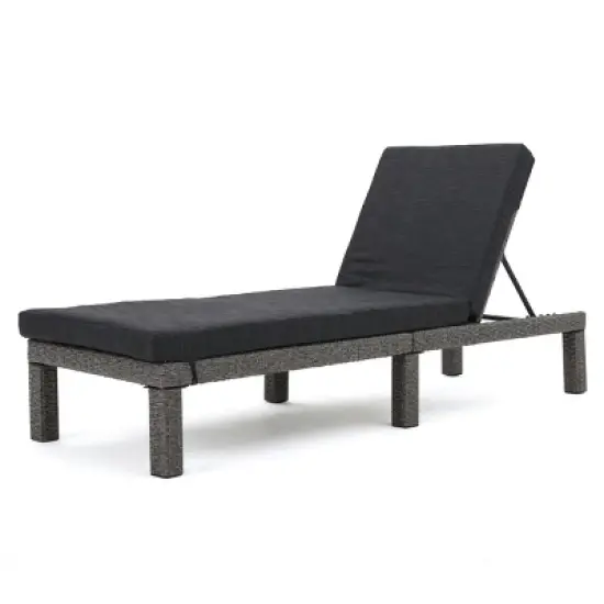 Chaise Lounge with Cushioned Seat and Adjustable Backrest, Rattan Chaise Lounge Chair for Patio or Poolside-Maison Boucle image {4}