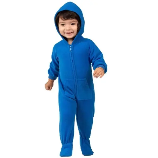 Footed Pajamas - Brilliant Blue Infant Hoodie Fleece Onesie image {3}